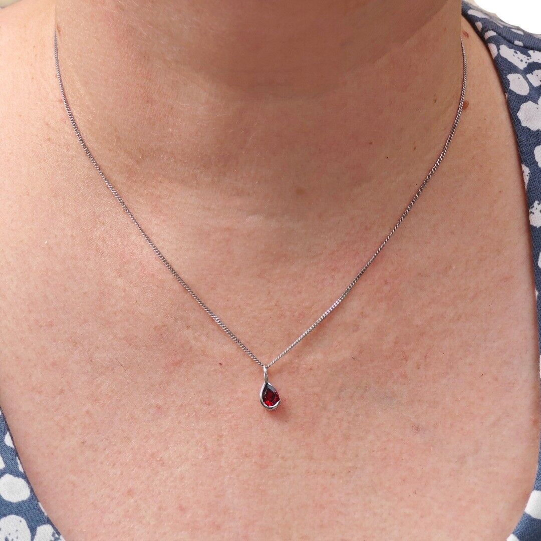 Garnet Necklace Stud Set Sterling Silver Infinity Loop