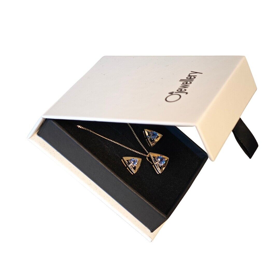 London Blue Topaz Trillion Jewellery Set in 9ct Gold