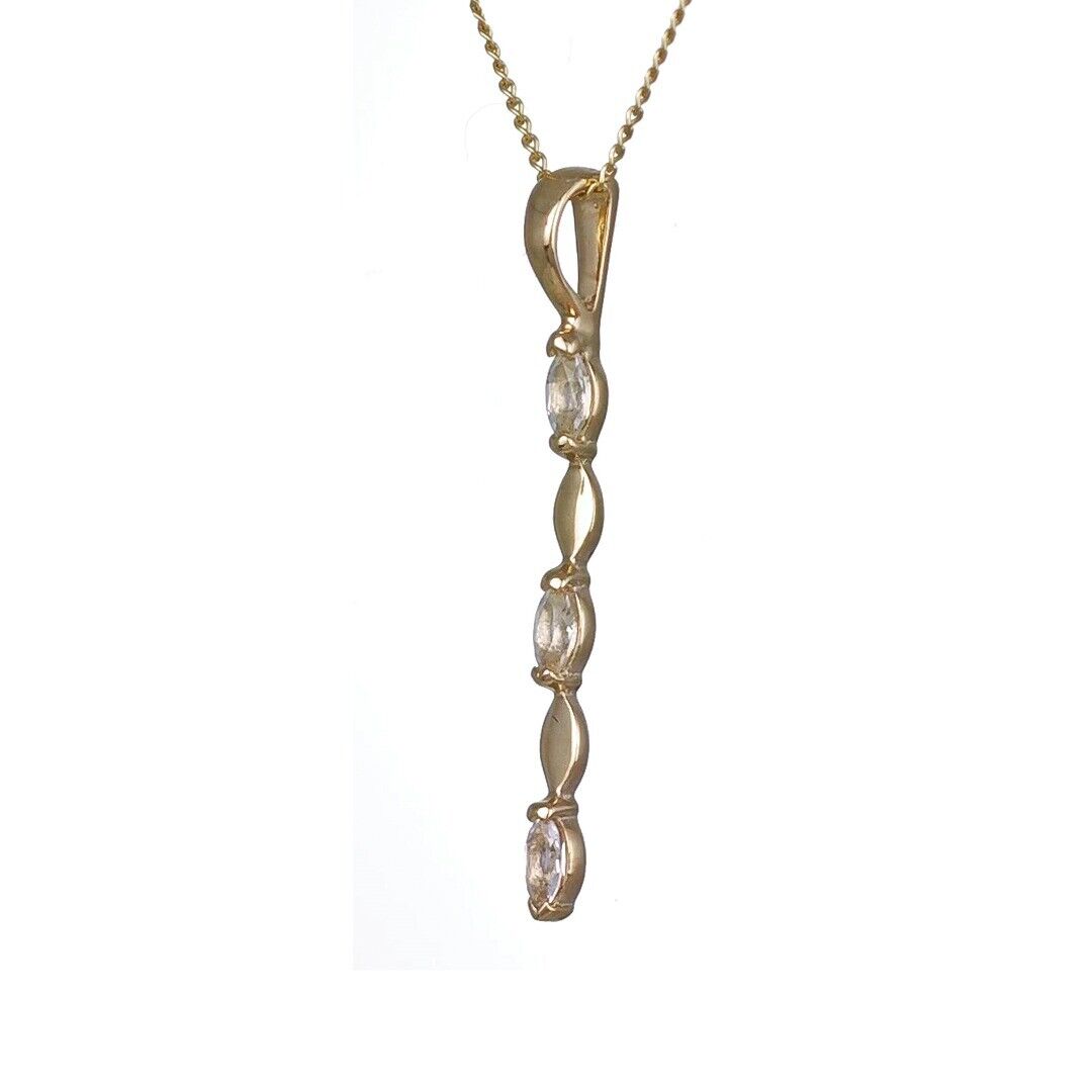 9ct Yellow Gold White Topaz Necklace Infinity Marquise