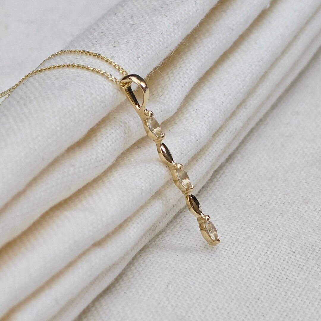 9ct Yellow Gold White Topaz Necklace Infinity Marquise