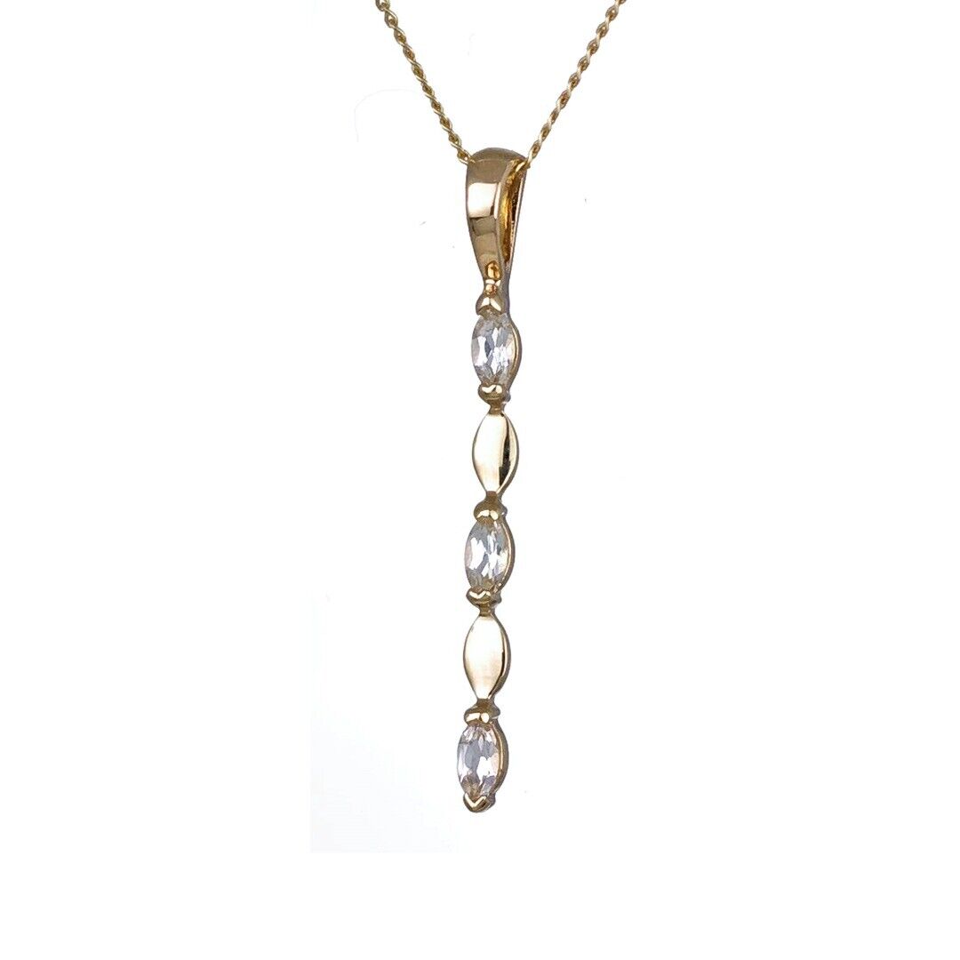 9ct Yellow Gold White Topaz Necklace Infinity Marquise