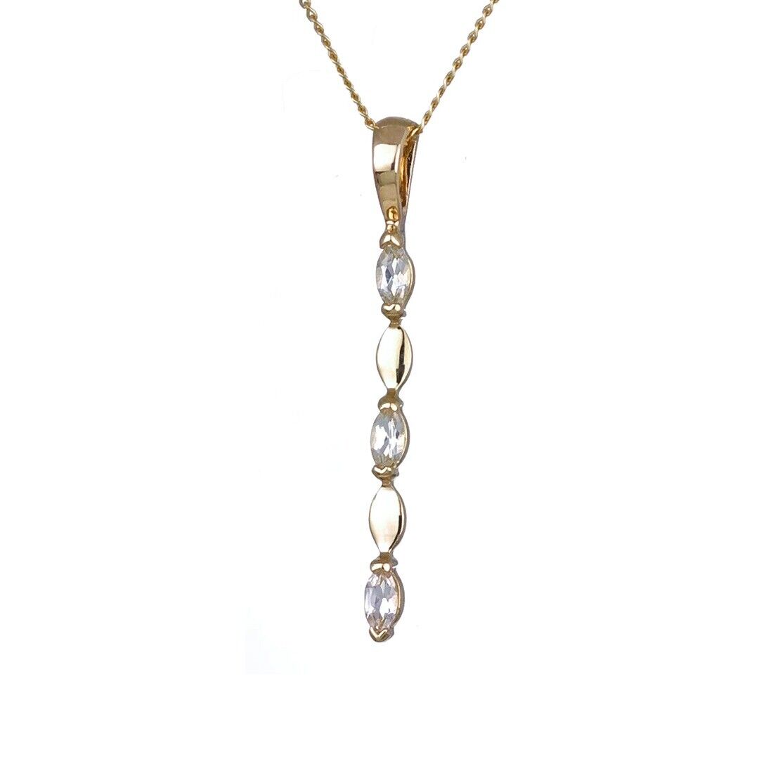 9ct Yellow Gold White Topaz Necklace Infinity Marquise
