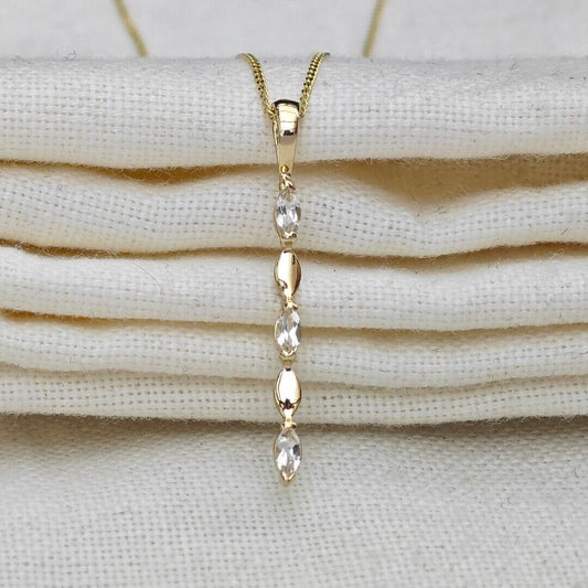 9ct Yellow Gold White Topaz Necklace Infinity Marquise