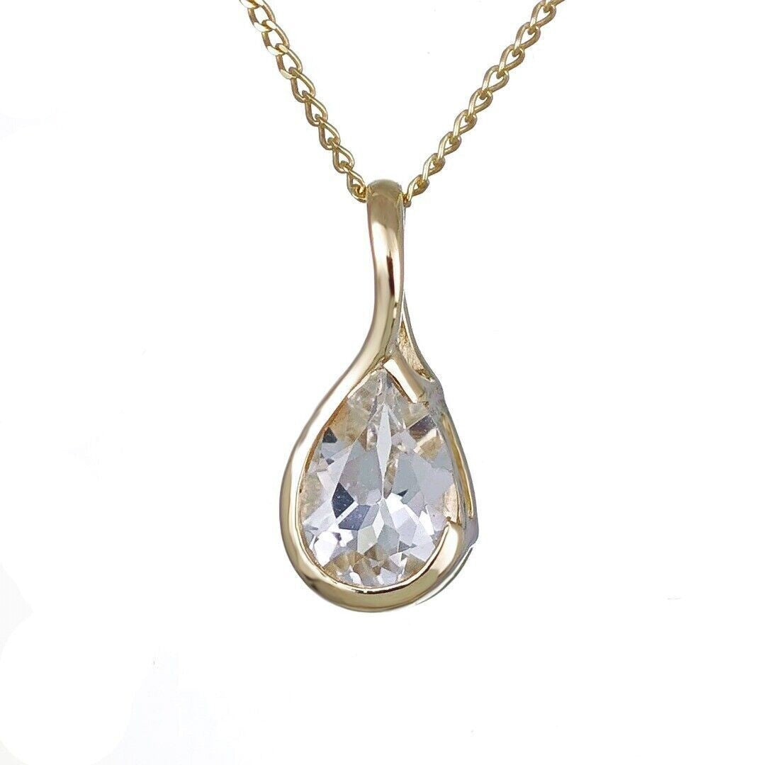 9ct Yellow Gold Topaz Necklace Infinity Loop Natural Gemstone Handmade