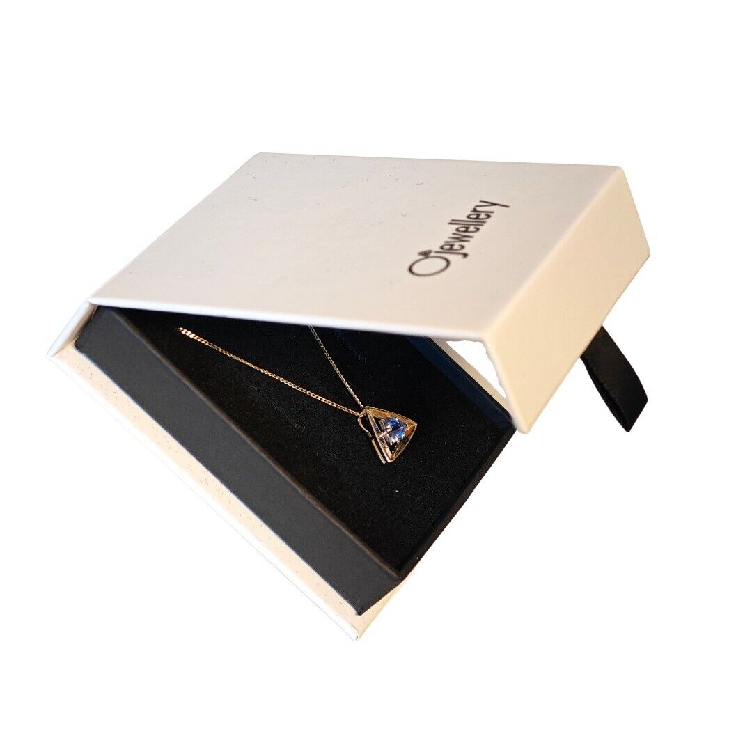 9ct Yellow Gold Tanzanite Pendant Natural Blue Trillion Gemstone