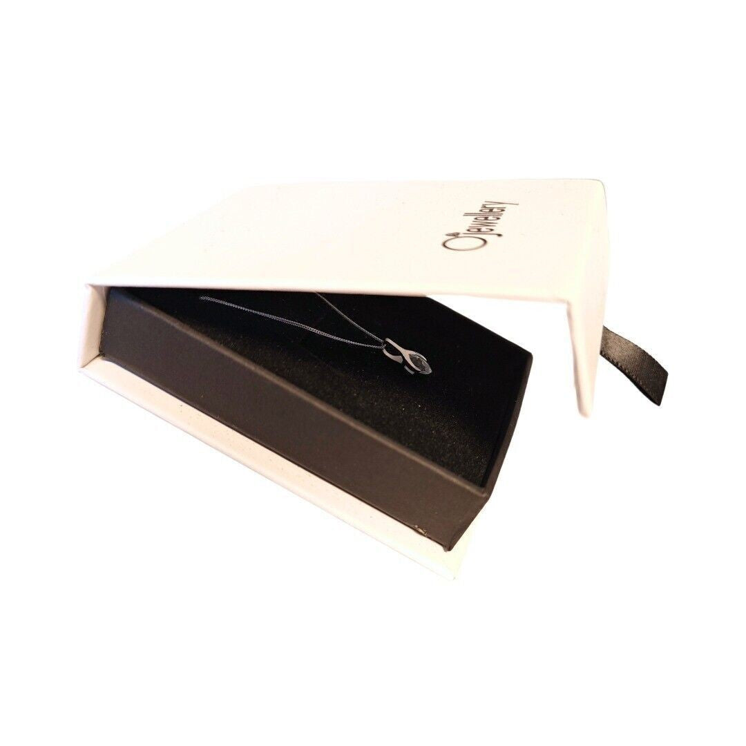 9ct White Gold Aquamarine Pendant Minimalist Marquise Natural Gemstone