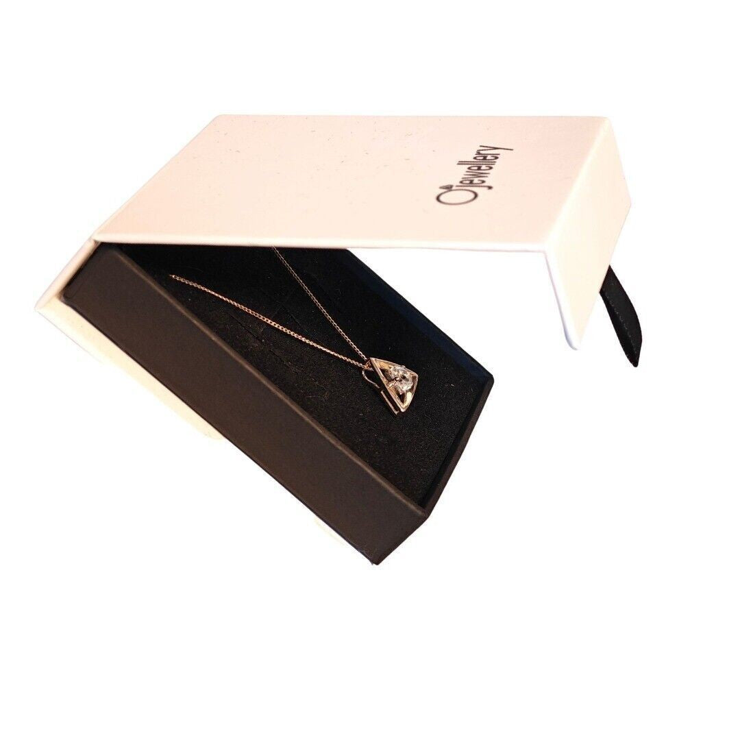 9ct Yellow Gold Topaz Necklace Natural White Trillion Gemstone Pendant
