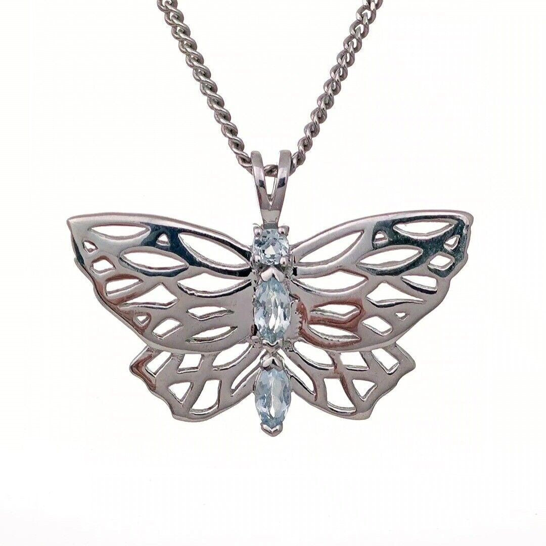 Aquamarine Butterfly Necklace