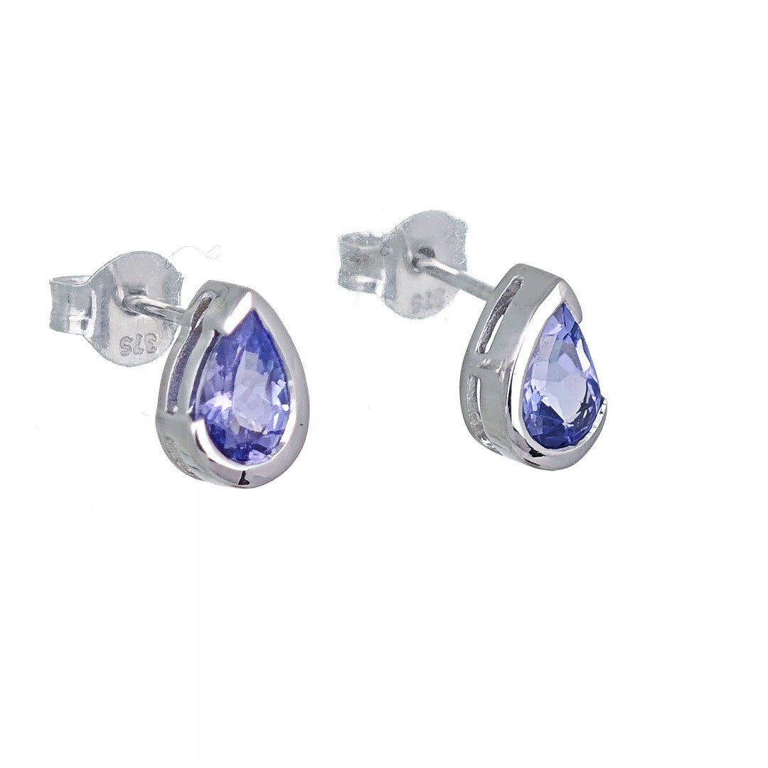 Tanzanite Earrings 9ct White Gold Studs Infinity Loop