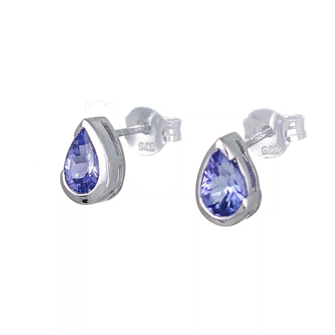 Tanzanite Earrings 9ct White Gold Studs Infinity Loop