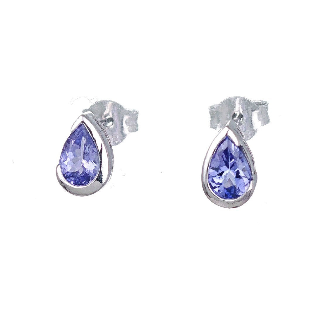 Tanzanite Earrings 9ct White Gold Studs Infinity Loop