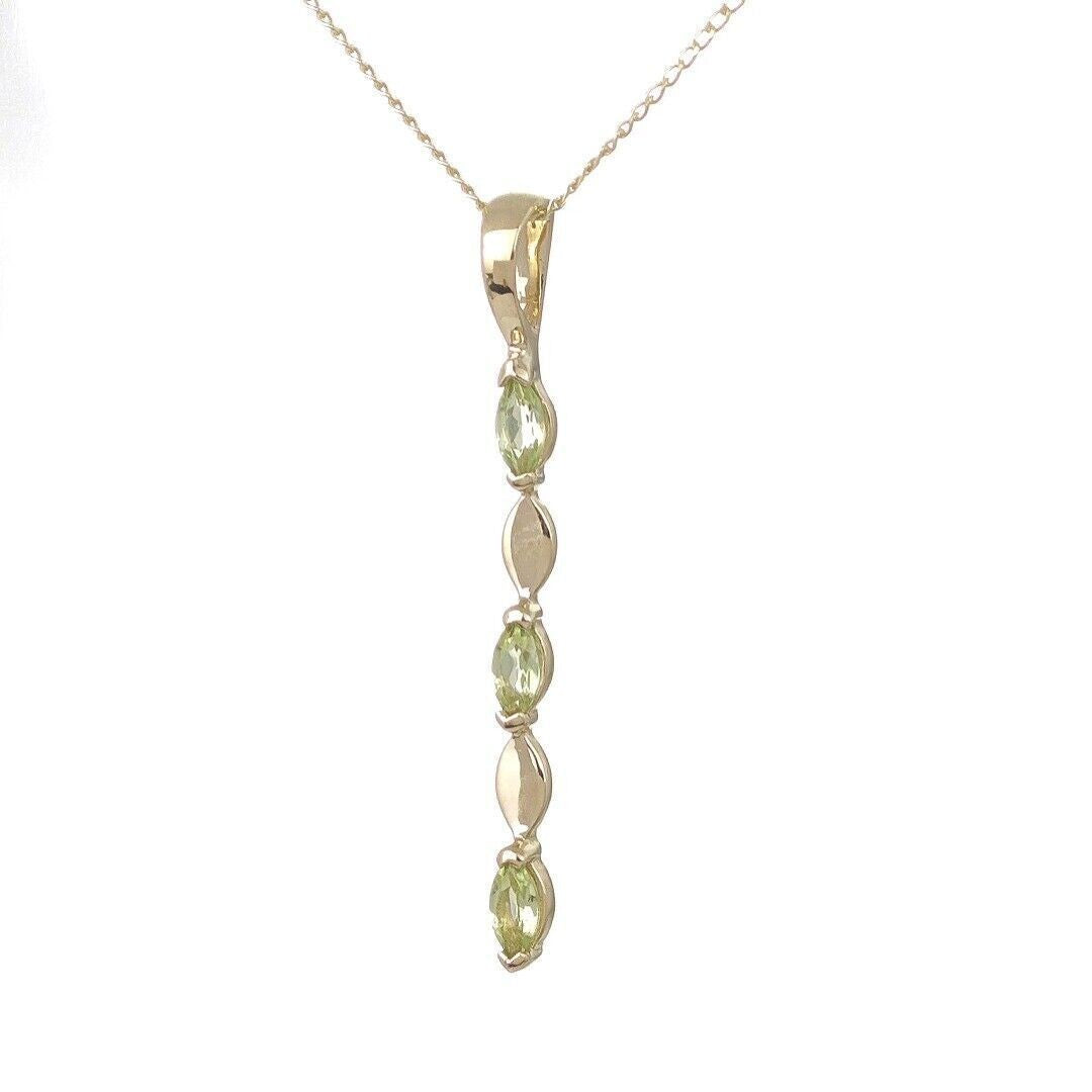 9ct Gold Peridot Pendant Green Infinity Marquise UK Design