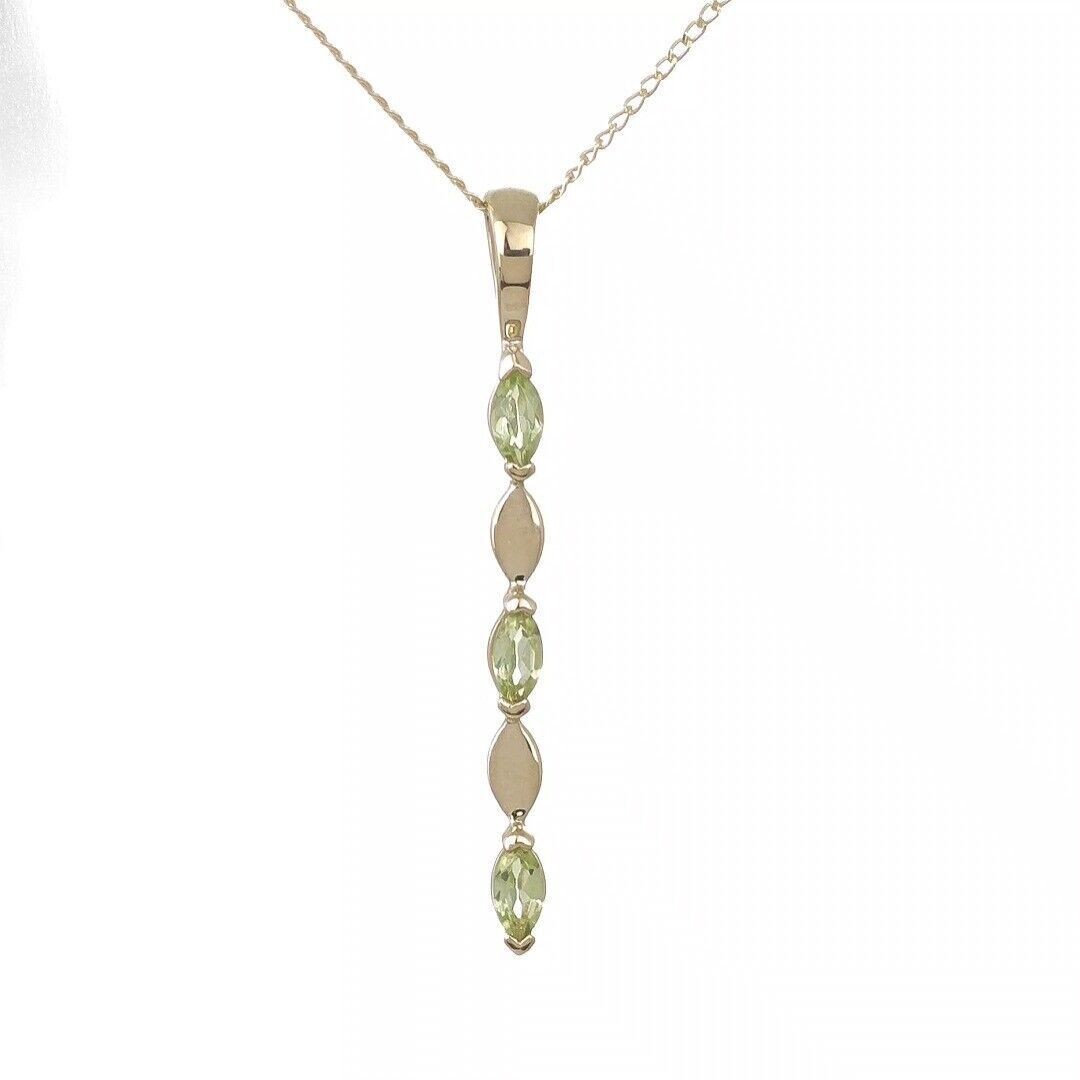 9ct Gold Peridot Pendant Green Infinity Marquise UK Design