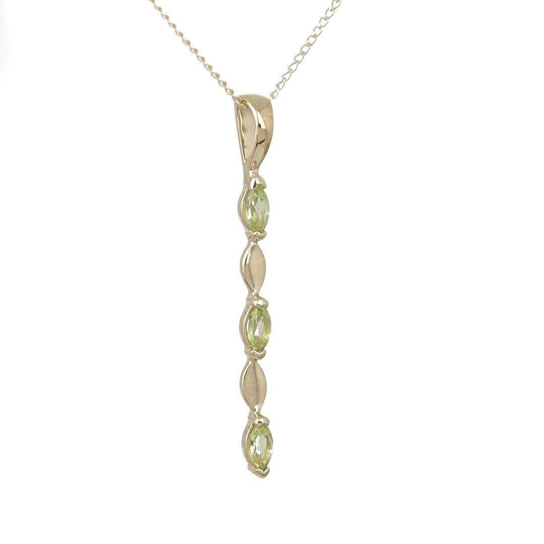 9ct Gold Peridot Pendant Green Infinity Marquise UK Design