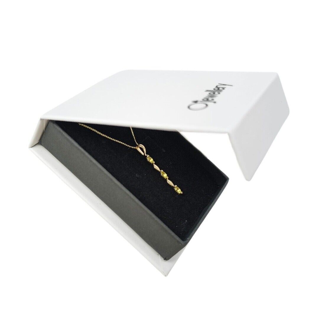 9ct Gold Peridot Pendant Green Infinity Marquise UK Design