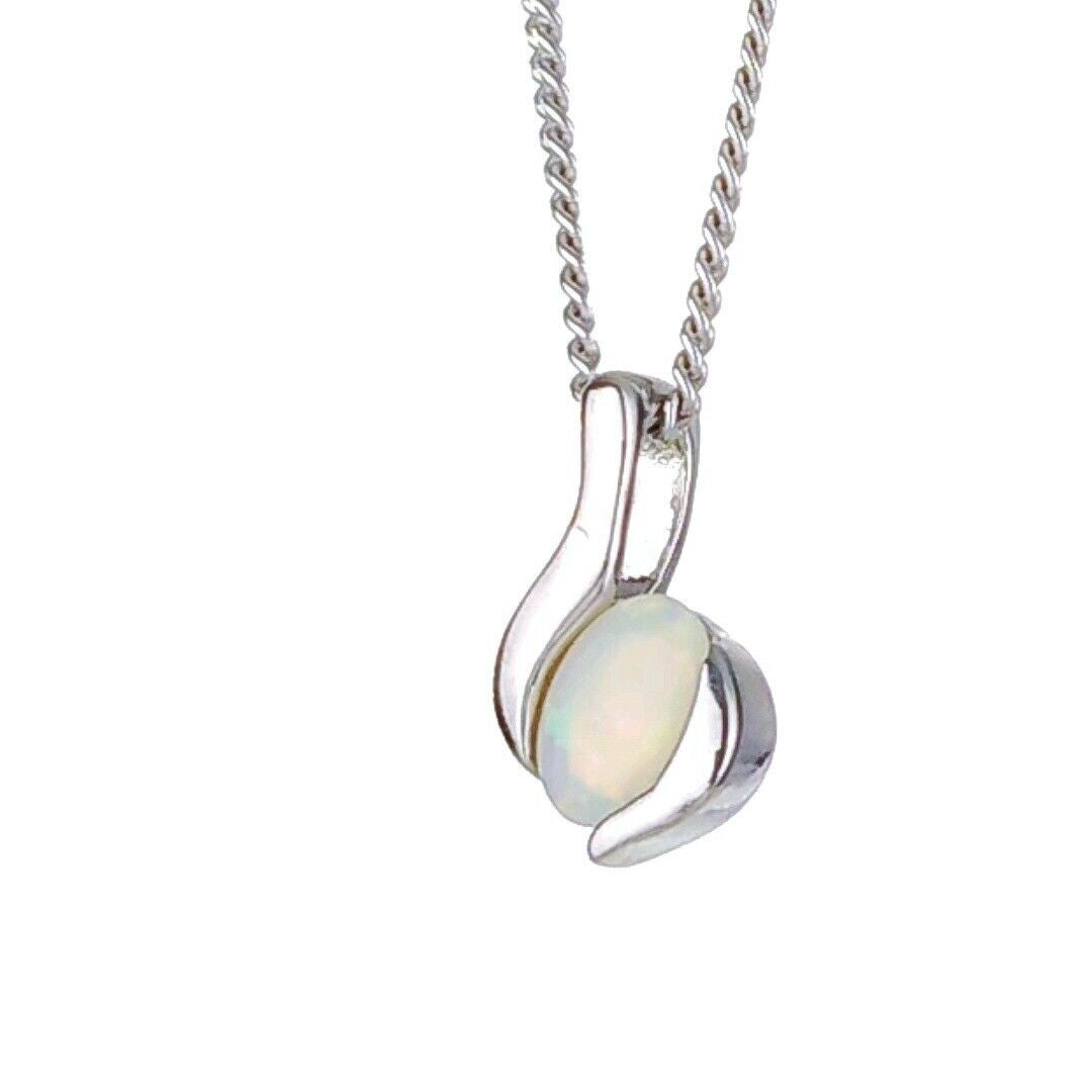 Opal Oval Necklace in Sterling Silver