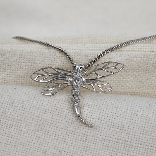Sterling Silver Diamond Dragonfly Necklace