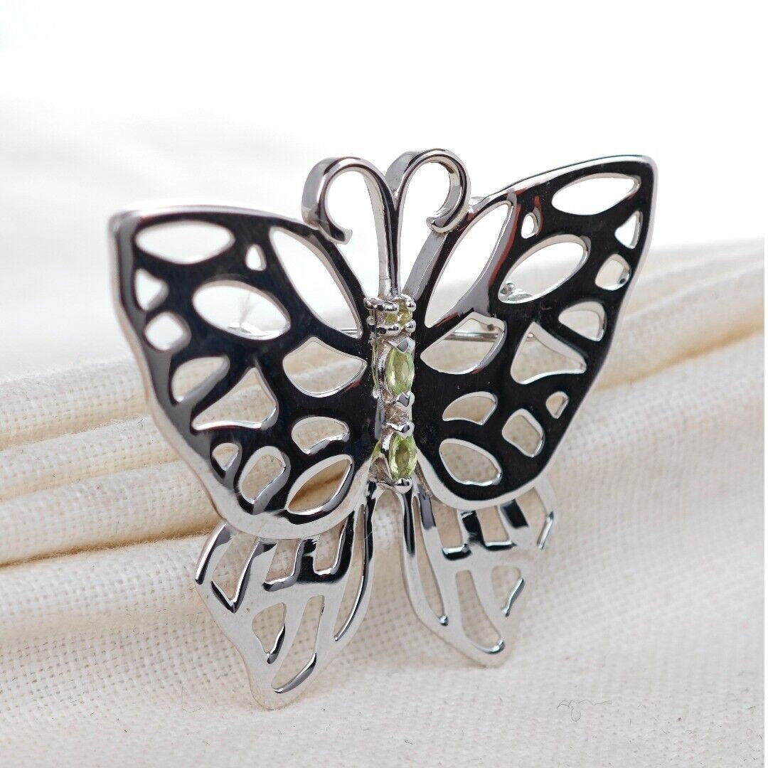 peridot silver brooch image 5