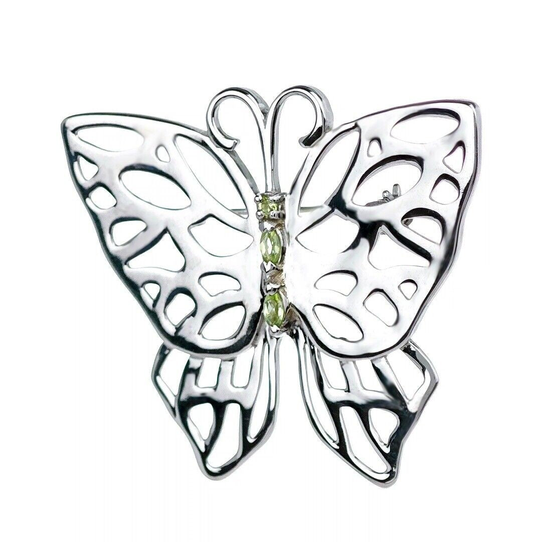 peridot silver brooch