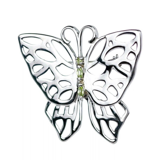 peridot silver brooch