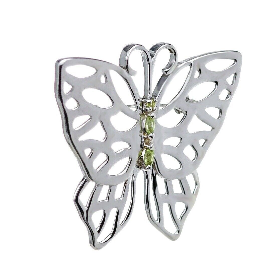 peridot silver brooch image 4