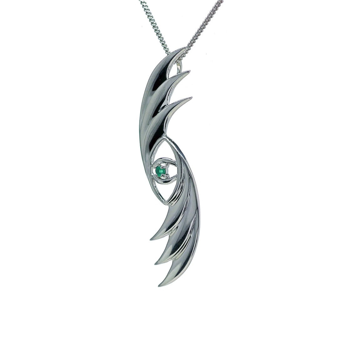 Evil Eye Necklace Sterling Silver Natural Dyed Green Onyx