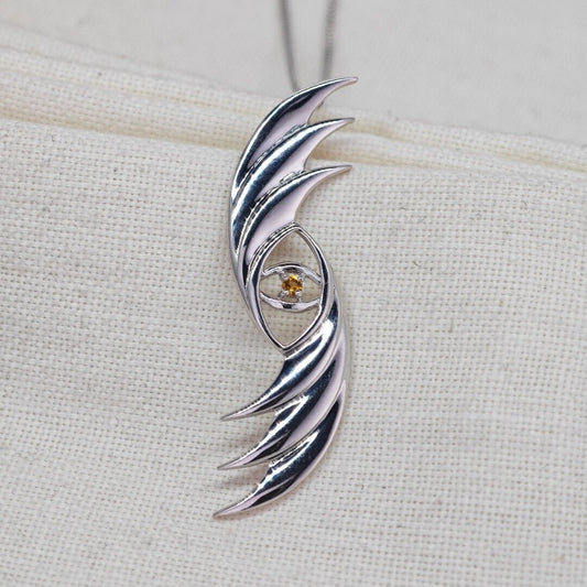 Evil Eye Necklace Sterling Silver Natural Yellow Citrine