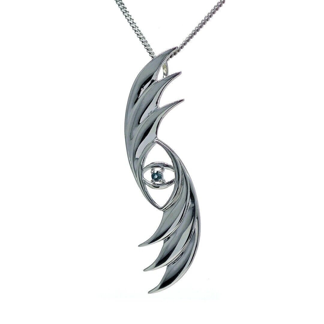 Evil Eye Necklace Sterling Silver Natural Treated London Blue Topaz