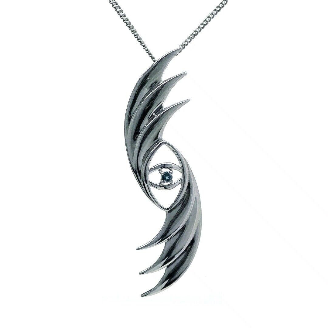 Evil Eye Necklace Sterling Silver Natural Treated London Blue Topaz