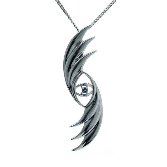Evil Eye Necklace Sterling Silver Natural Treated London Blue Topaz