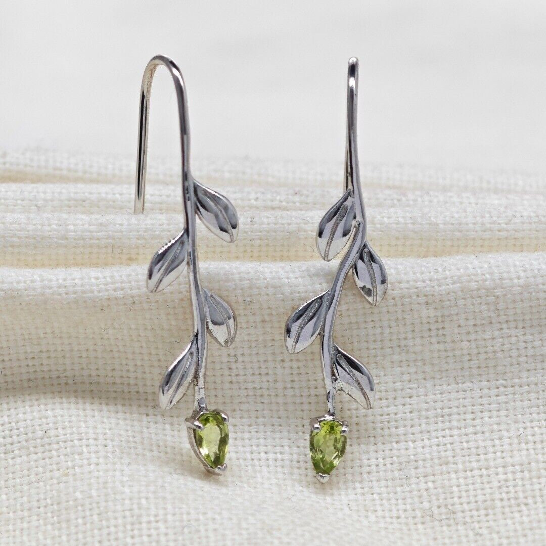 peridot metal dangle earrings image 3