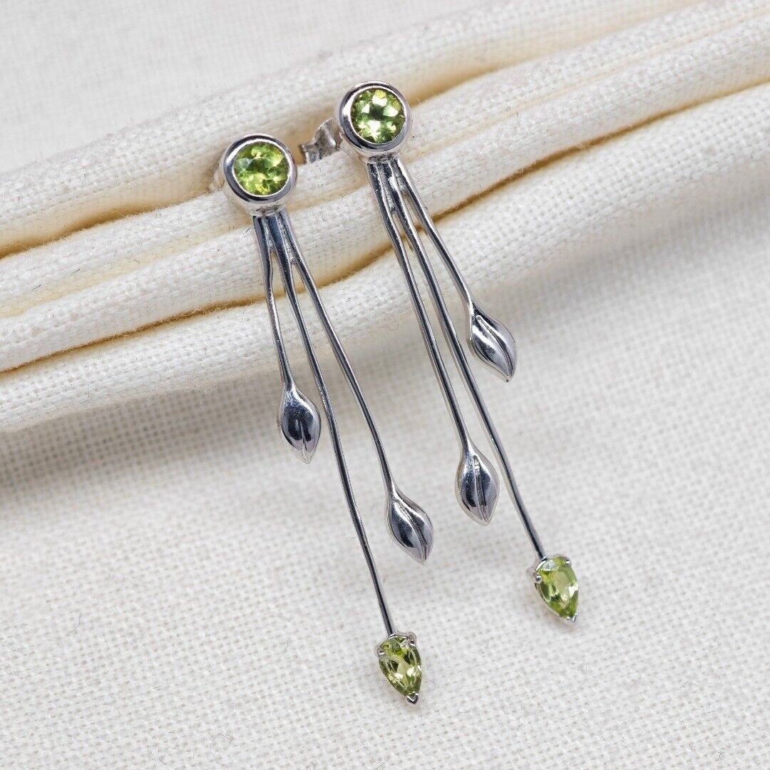 peridot metal dangle earrings image 8