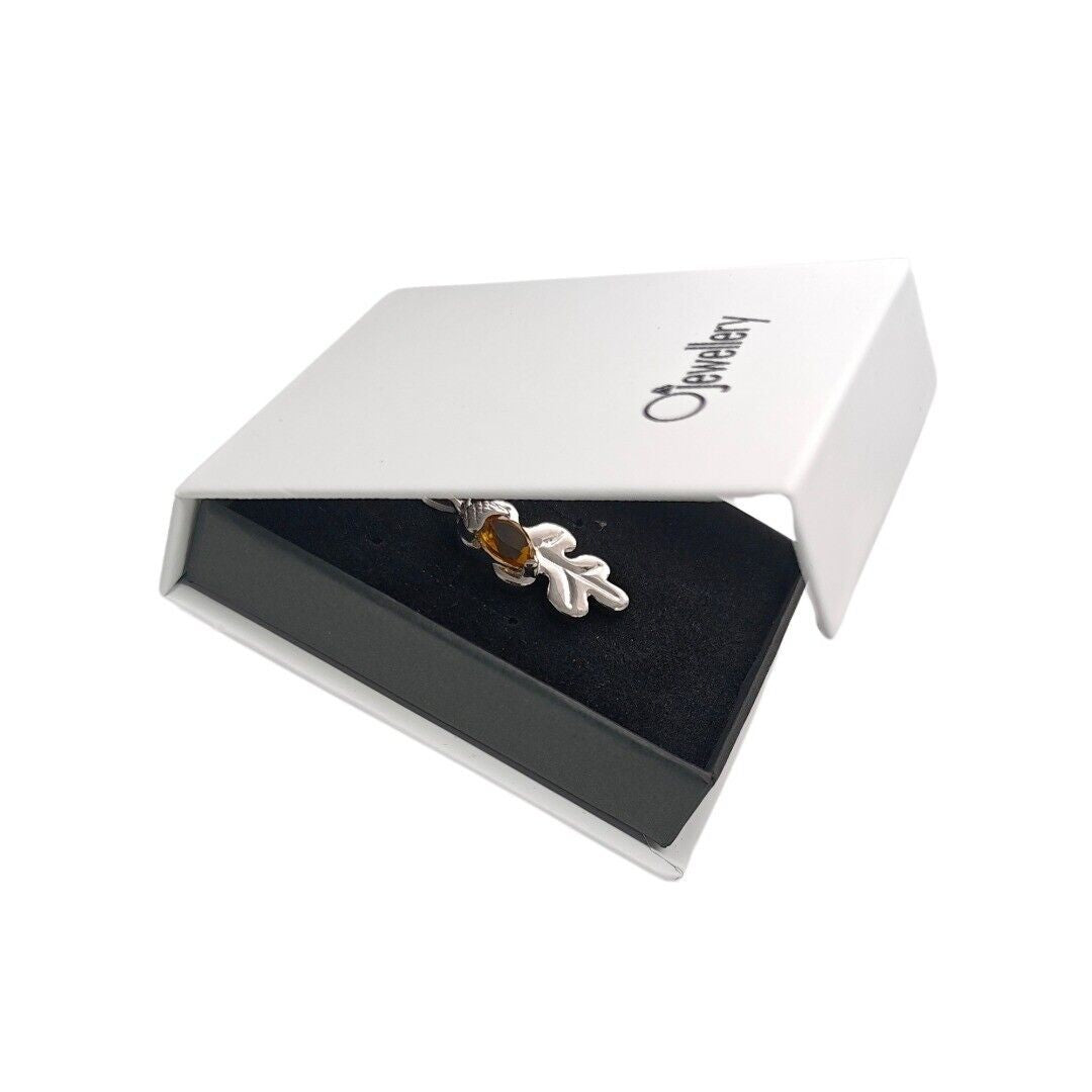 Citrine Oak Leaf Necklace in Sterling Silver