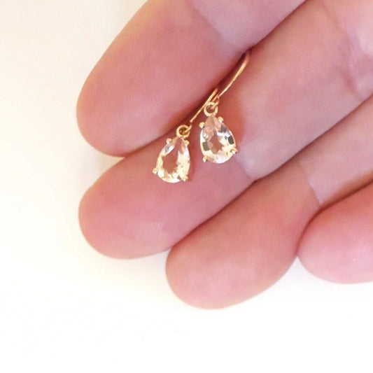 9ct Morganite Dangle Earrings Rose Gold Natural Pink Gemstones 1.27ct