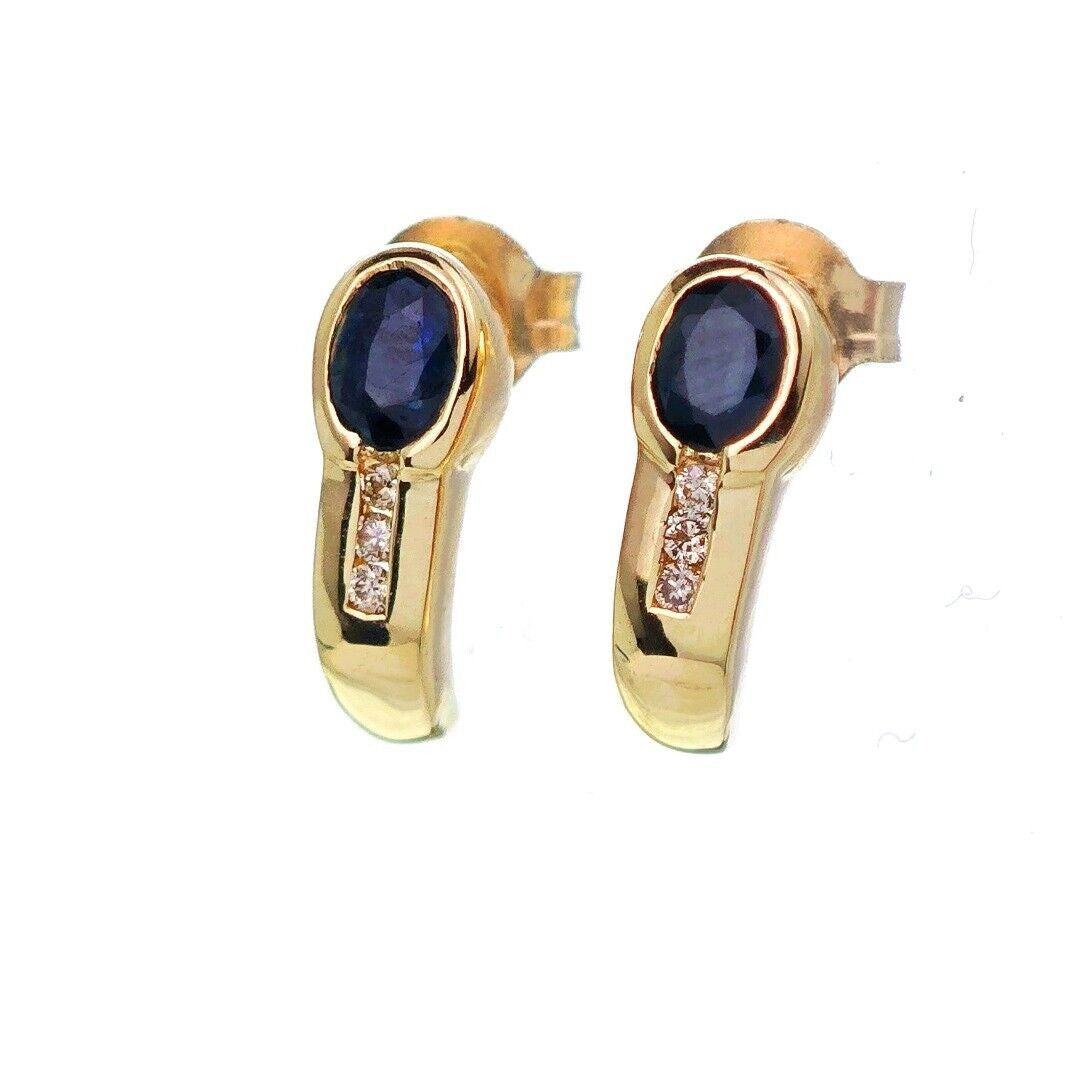 9ct Sapphire  Diamond Earrings Gold Studs Natural Blue Gemstones 0.44ct Boxed Gift