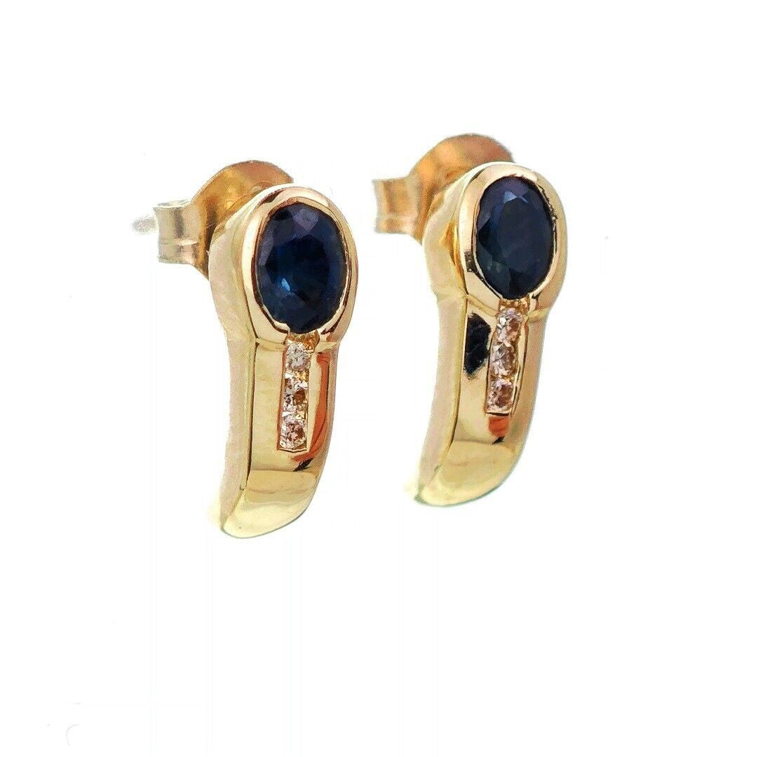 9ct Sapphire  Diamond Earrings Gold Studs Natural Blue Gemstones 0.44ct Boxed Gift