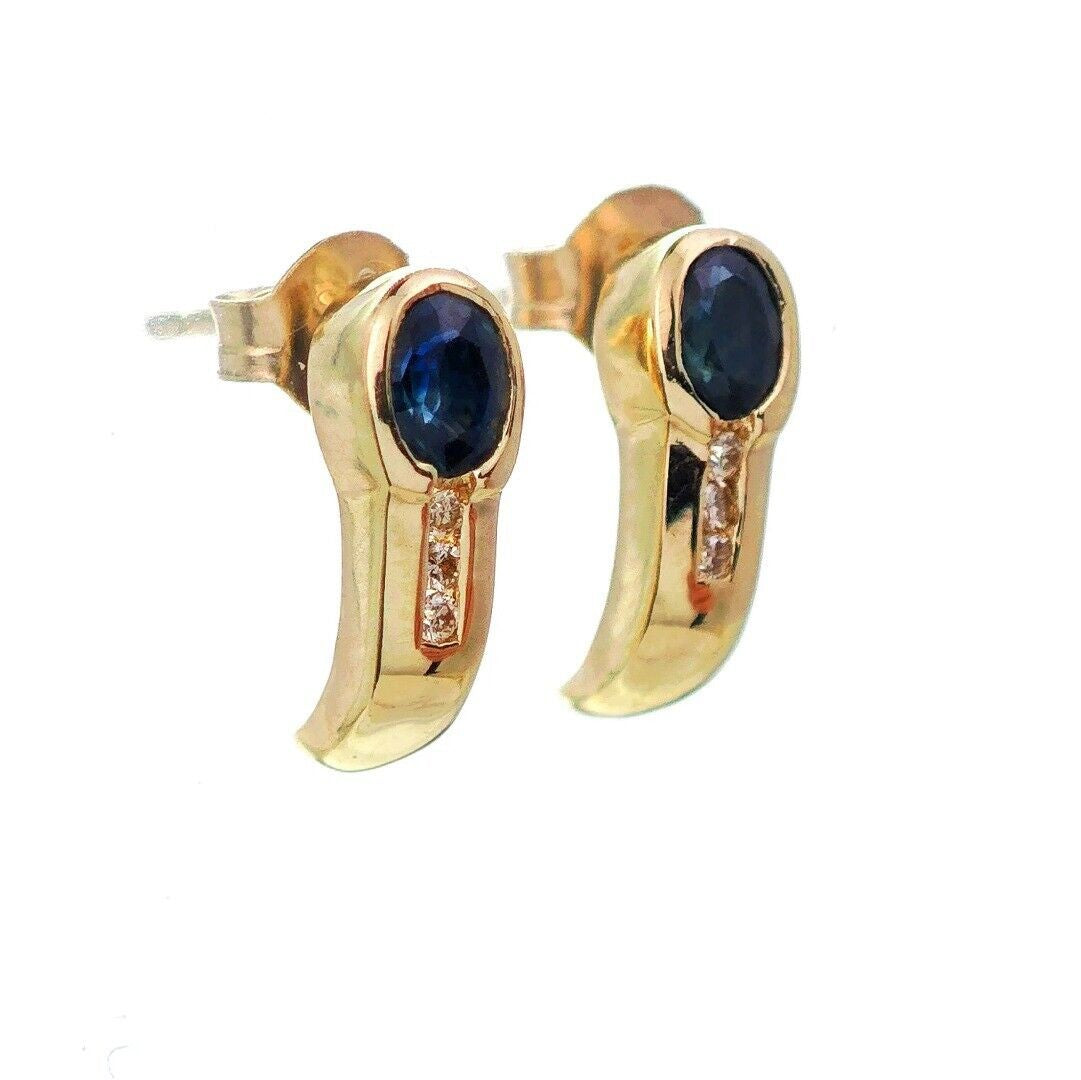 9ct Sapphire  Diamond Earrings Gold Studs Natural Blue Gemstones 0.44ct Boxed Gift