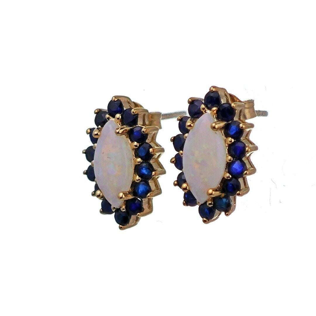 9ct Opal Sapphire Earrings Gold Studs Natural Gemstones 2.58ct