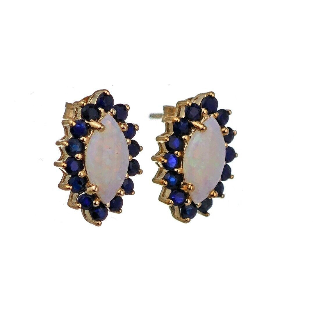 9ct Opal Sapphire Earrings Gold Studs Natural Gemstones 2.58ct