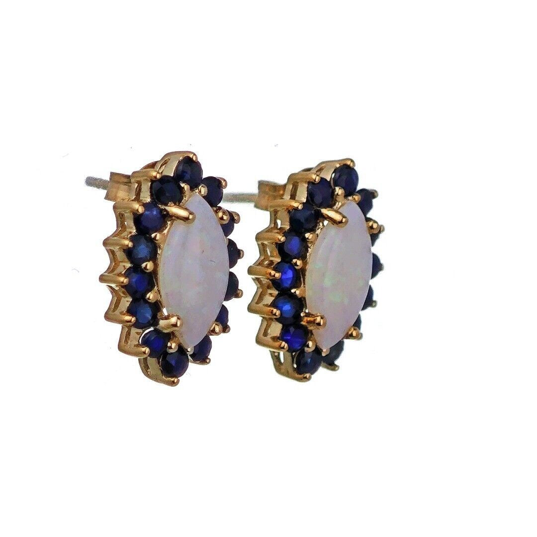 9ct Opal Sapphire Earrings Gold Studs Natural Gemstones 2.58ct