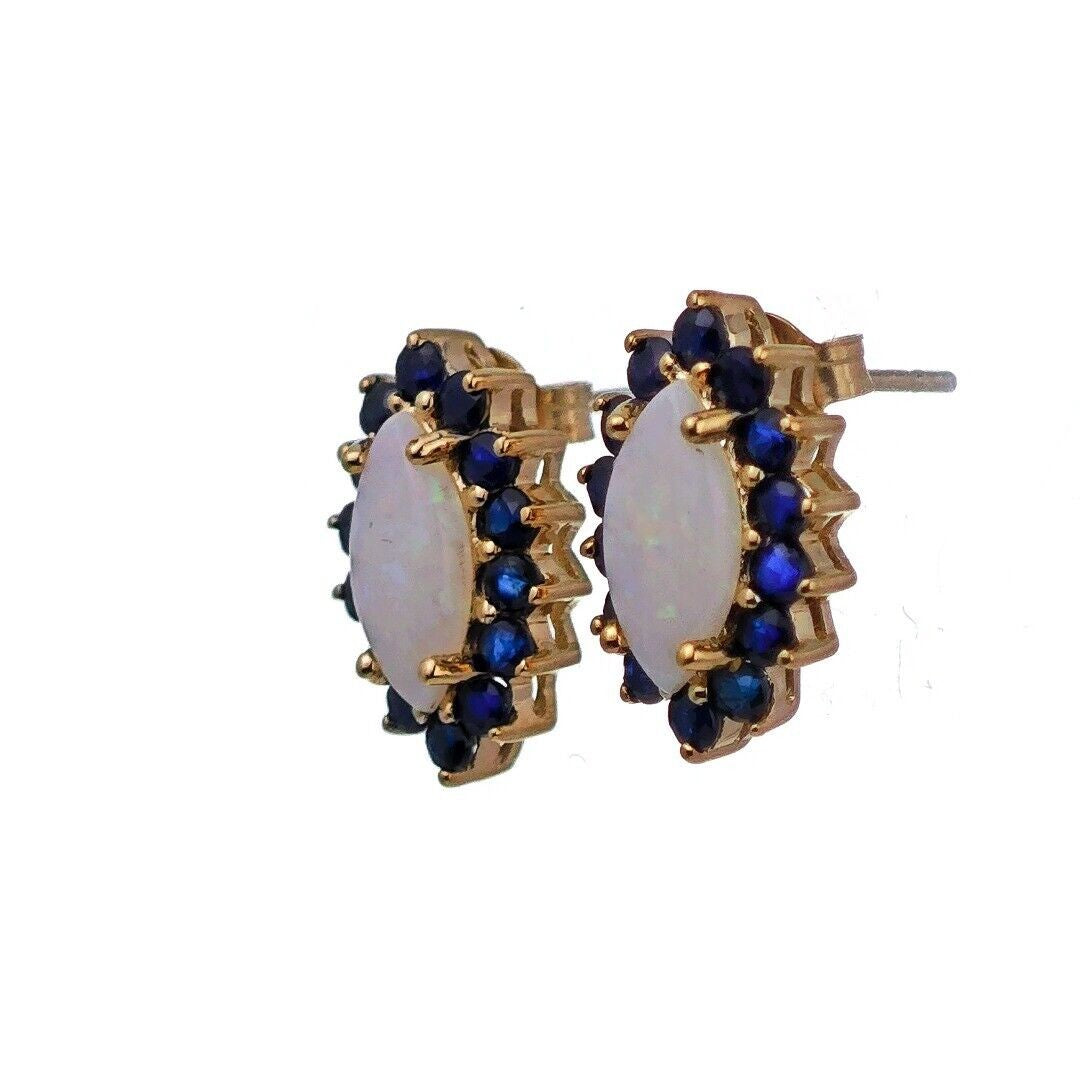 9ct Opal Sapphire Earrings Gold Studs Natural Gemstones 2.58ct