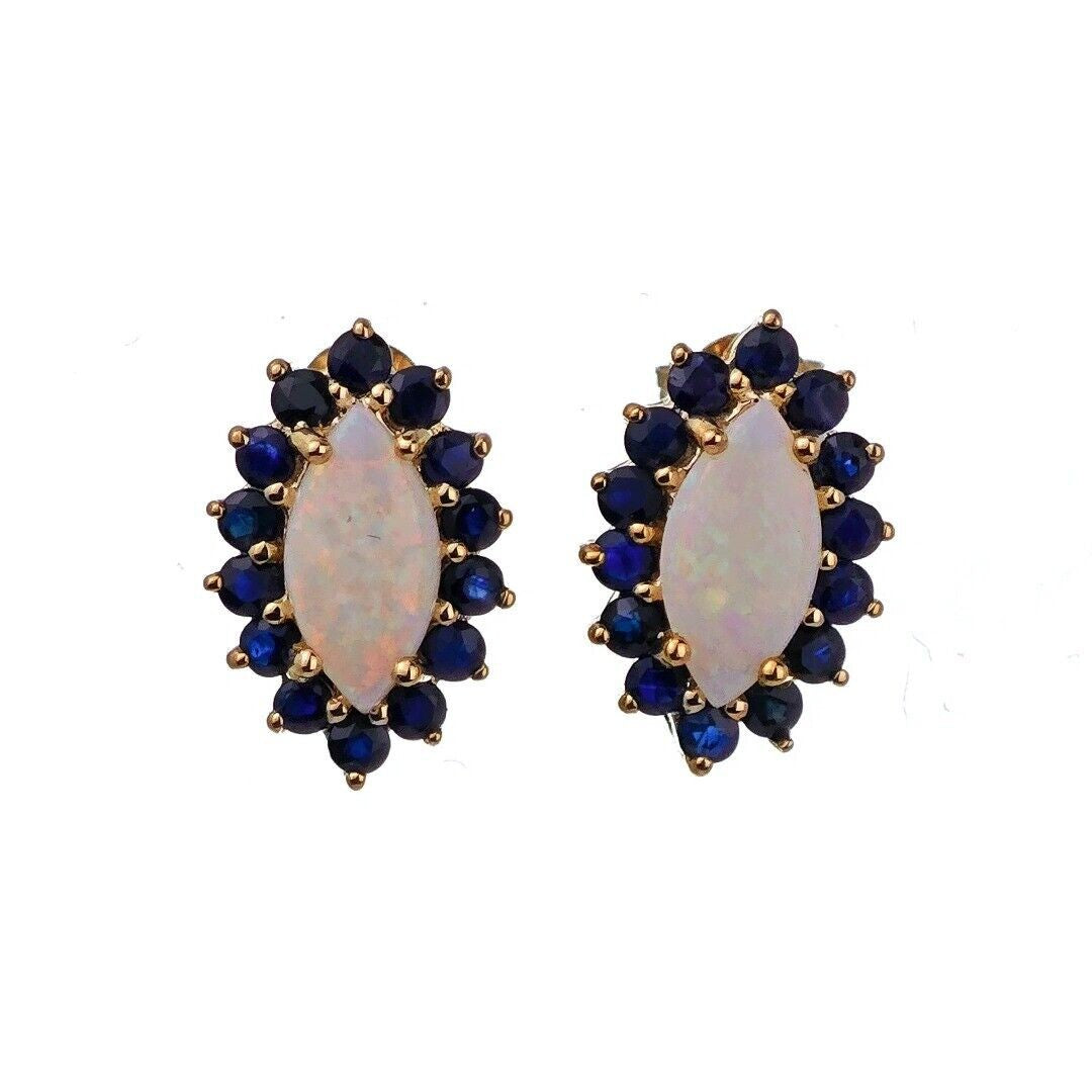 9ct Opal Sapphire Earrings Gold Studs Natural Gemstones 2.58ct
