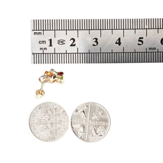 9ct Gold Flower Earrings Studs Natural Gemstones 0.78ct Boxed Gift