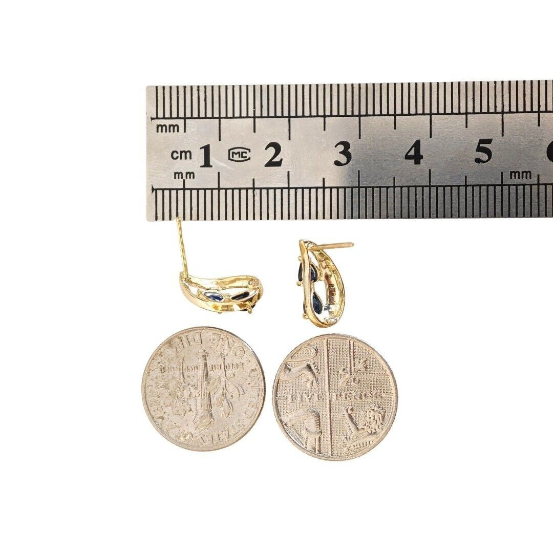 9ct Sapphire Diamond Earrings Gold Studs Natural Gemstones 0.87ct
