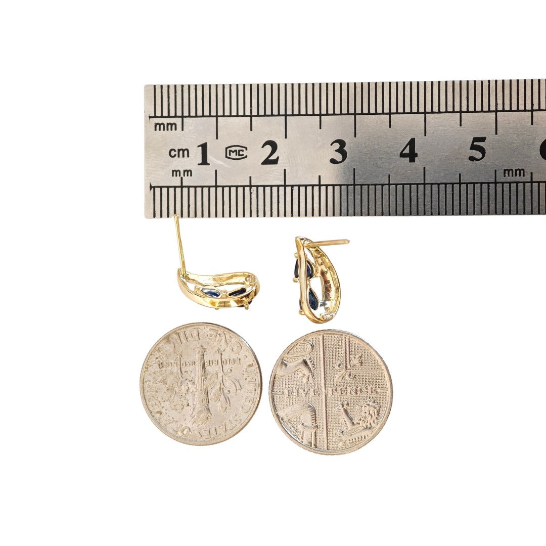 9ct Sapphire Diamond Earrings Gold Studs Natural Gemstones 0.87ct