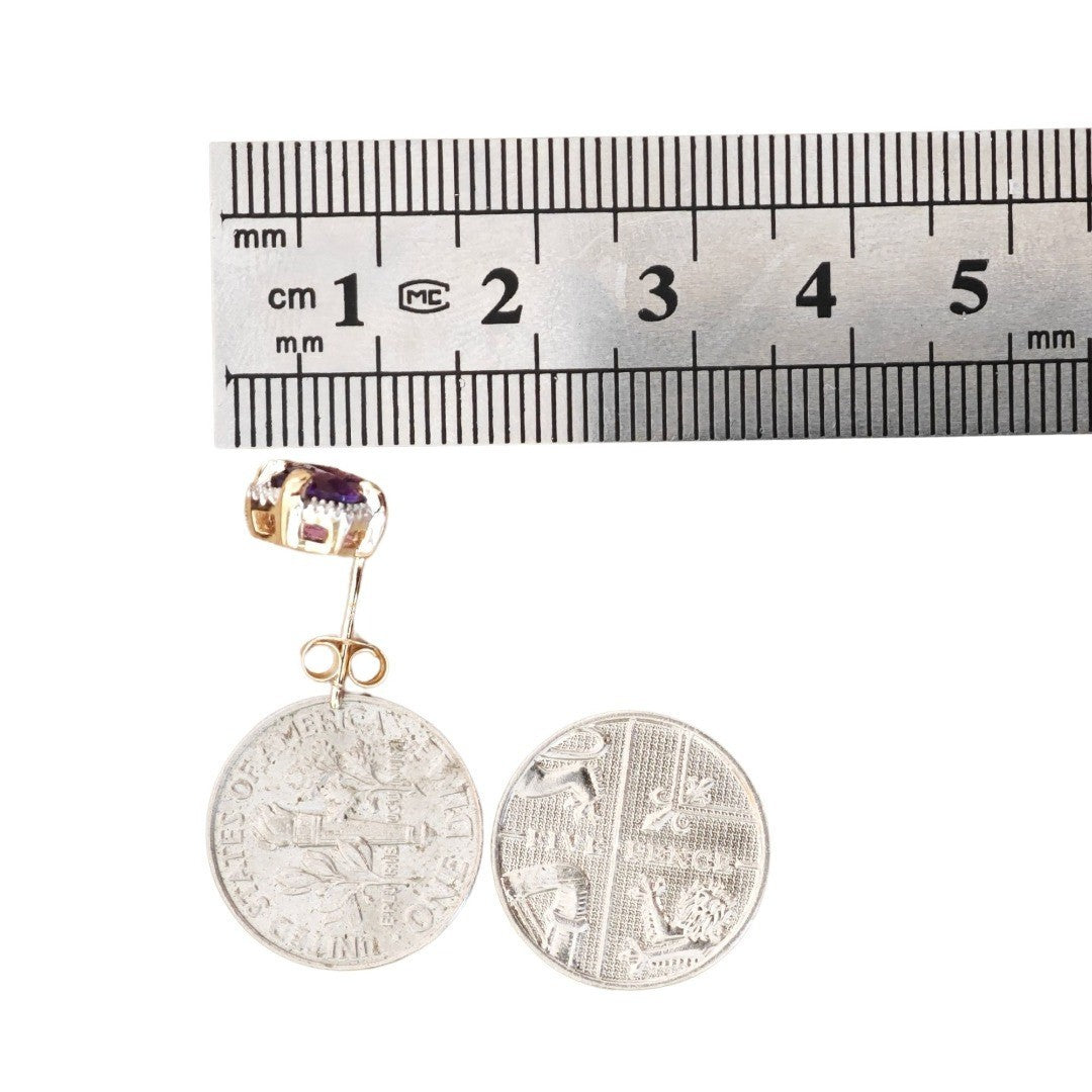9ct Amethyst Earrings Gold Studs Natural Gemstones 1.73ct