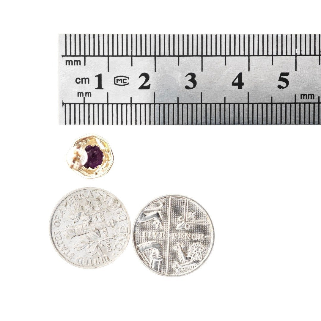 9ct Amethyst Diamond Earrings Gold Studs Natural Purple Gemstones 0.95ct