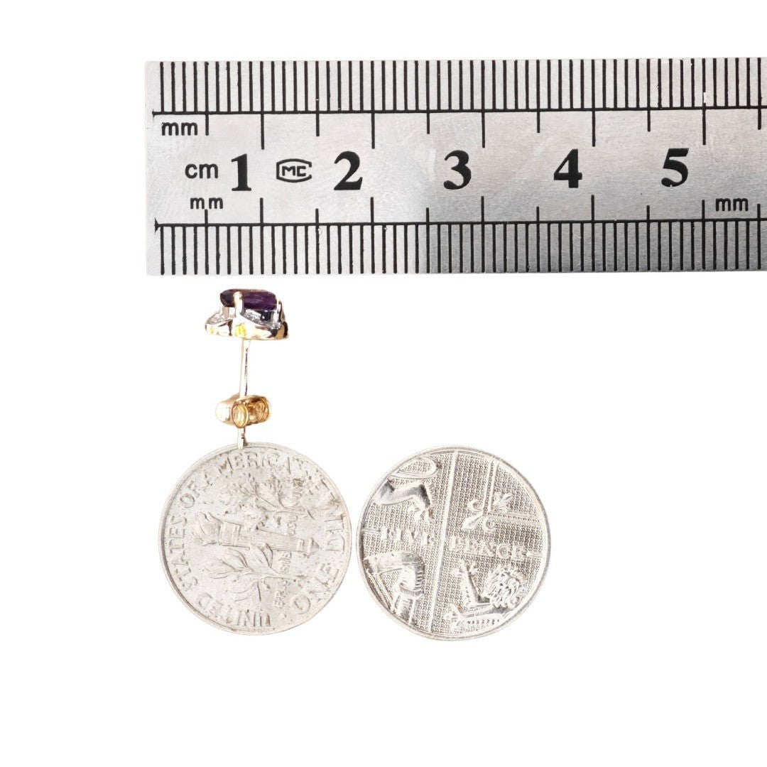 9ct Amethyst Earrings Gold Studs Natural Purple Gemstones 0.86ct