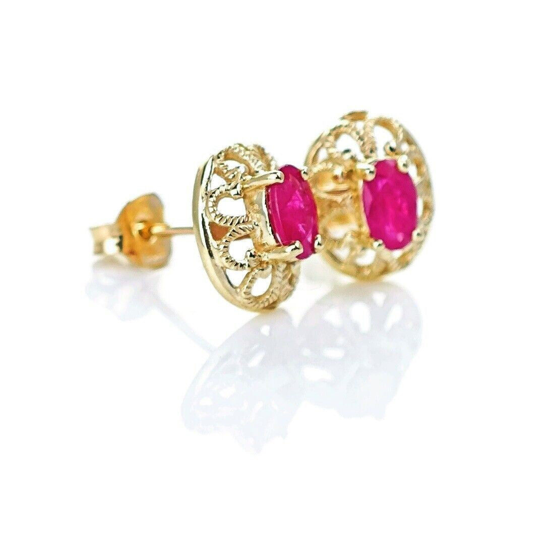 9ct Ruby Earrings Gold Studs Natural Red Gemstones 0.6ct