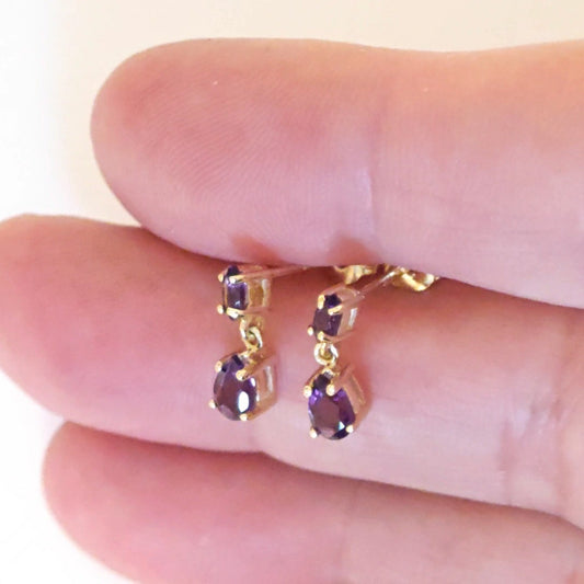 9ct Amethyst Earrings Gold Studs Natural Gemstones 0.40ct